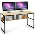 thumbnail image 1 of Costway 55'' Computer Desk Writing Table Workstation Home Office w/Bookshelf Natural, 1 of 11