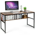 thumbnail image 1 of Costway 55'' Industrial Computer Desk  w/ Storage Shelf  Adjustable Foot Pads Home Office, 1 of 11