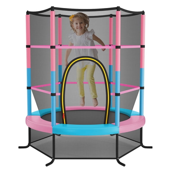 Costway 55" Kids Trampoline Bouncing Jumping Mat Recreational Trampoline with Enclosure Net