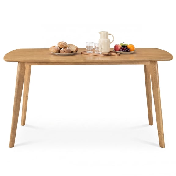 Costway 55" Solid Wood Dining Table with Rounded Edges, Heavy-duty, Loads up to 220 Lbs