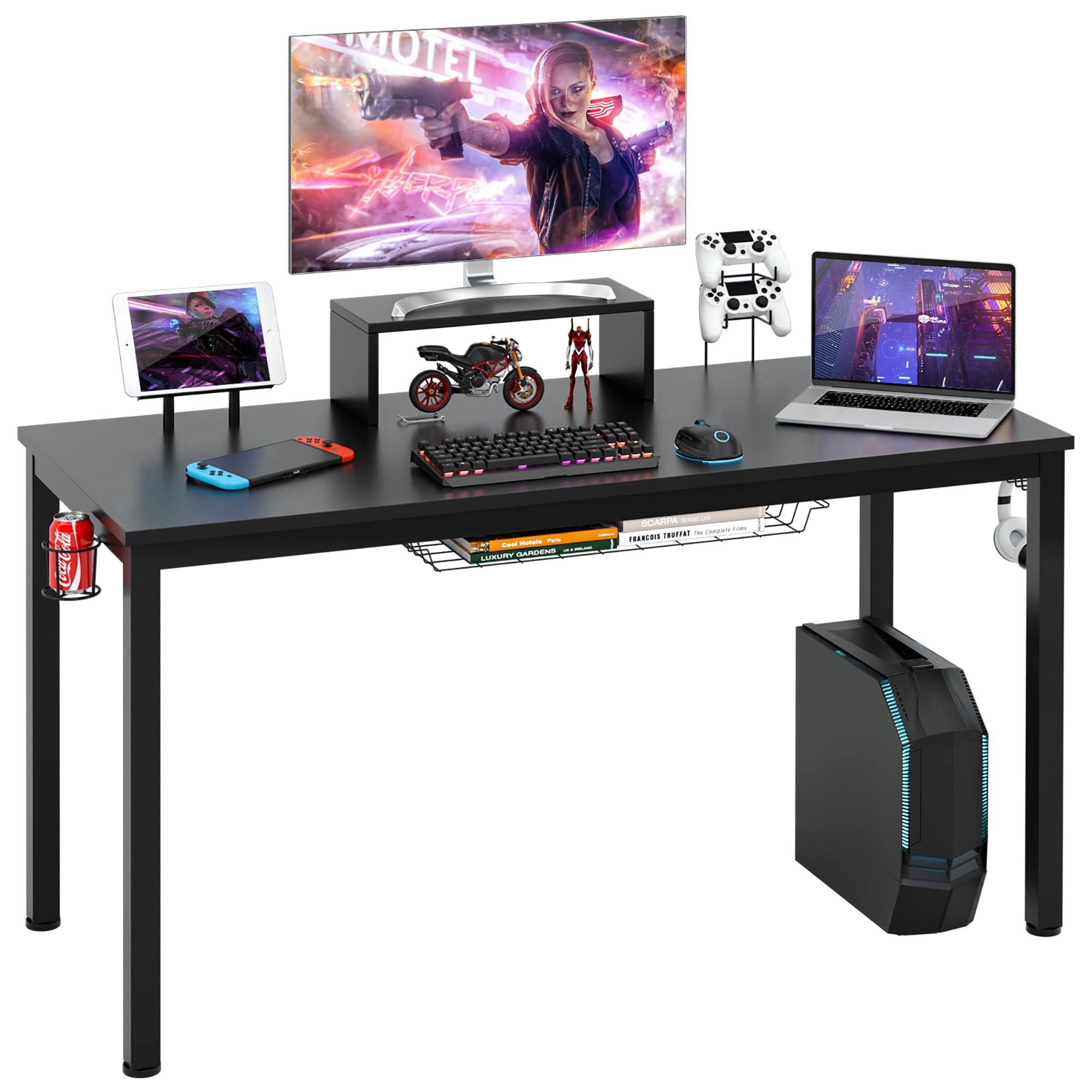 EUREKA ERGONOMIC Z2 Gaming Desk 50.6'' Z Shaped Office PC Computer Gaming  Table with Retractable Cup Holder Headset Hook RGB Light for Men Boyfriend  Female Gift(Wood, Black) : : Computers & Accessories