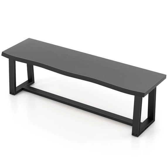 Costway Wavy Edge Rustic Dining Bench with High Load Capacity and Adjustable Footpads, Black