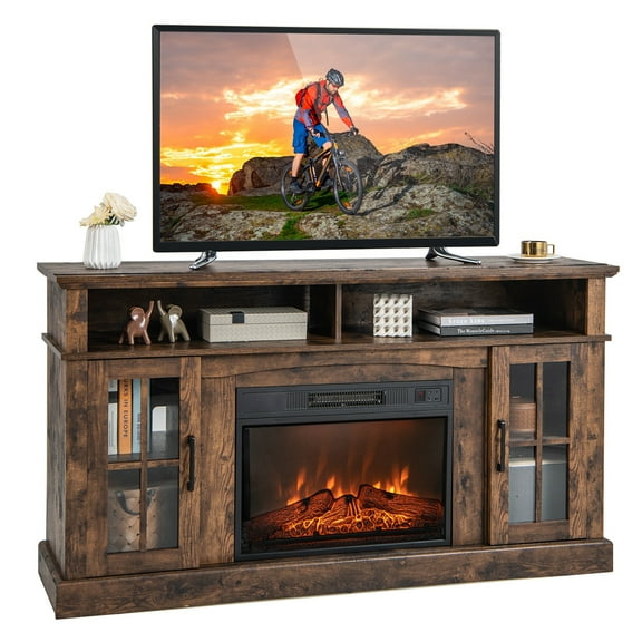 Costway 58'' Fireplace TV Stand with 1400W Electric Fireplace for TVs up to 65 Inches