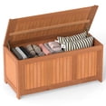 thumbnail image 1 of Costway 58 Gallon Wood Deck Box with Flip Top Teak Oil Finish Pool Supplies Cushions, 1 of 10