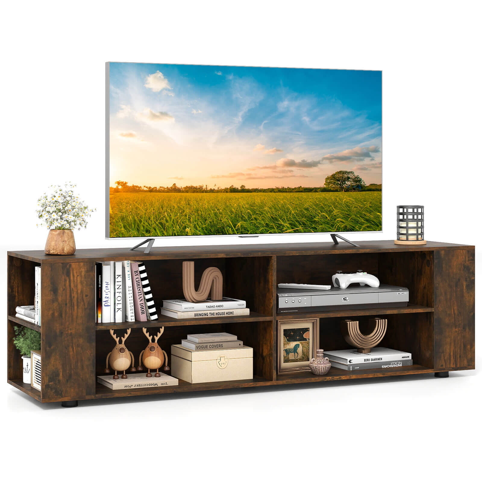 Costway 59'' Wood TV Stand for Living Room & Bedroom, Console
