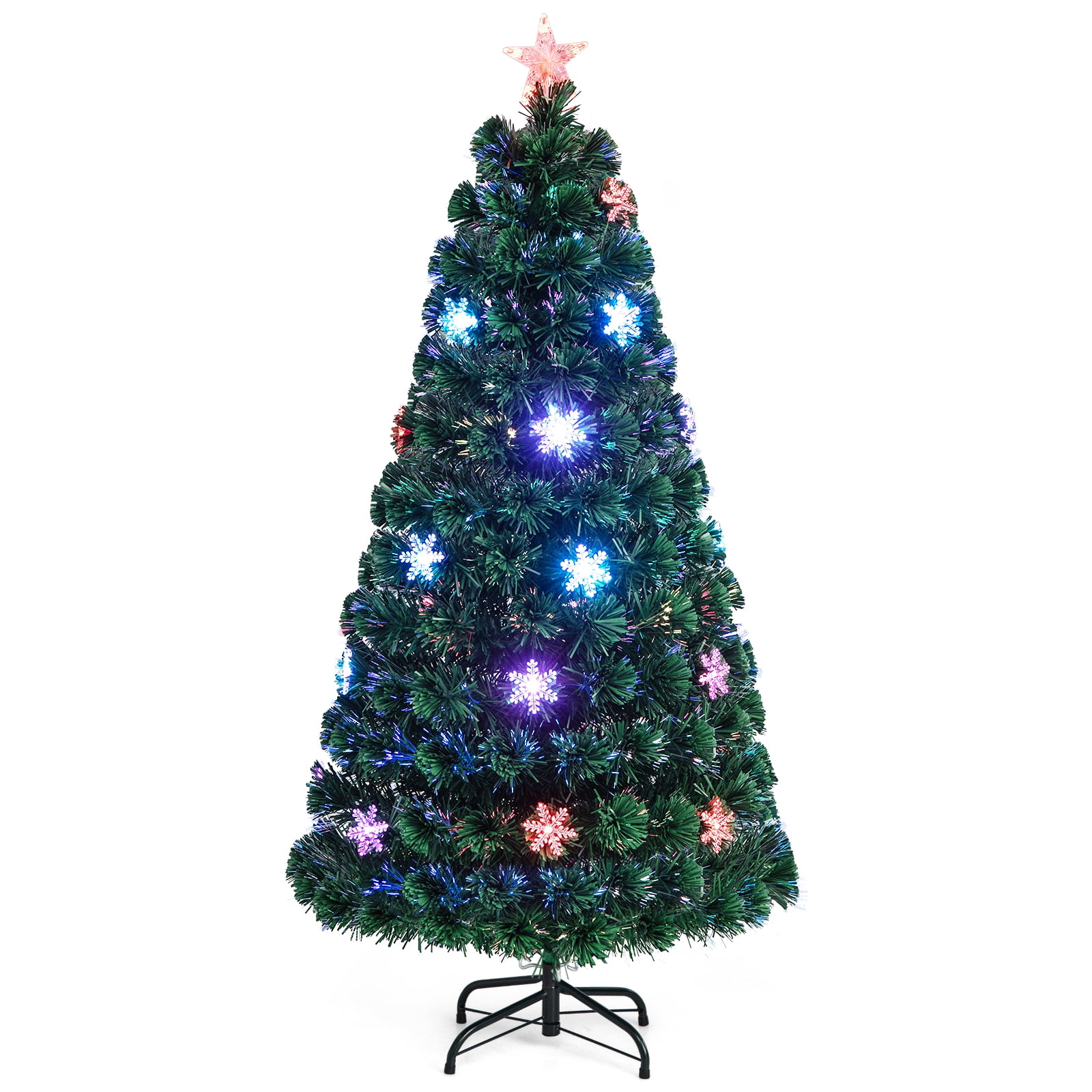 Costway 6FT Pre-Lit Fiber Optic Christmas Tree Multicolor Lights