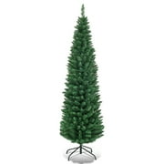 Costway 5Ft PVC Artificial Pencil Christmas Tree Slim Stand Green