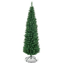 Costway 5Ft PVC Artificial Pencil Christmas Tree Slim Stand Green