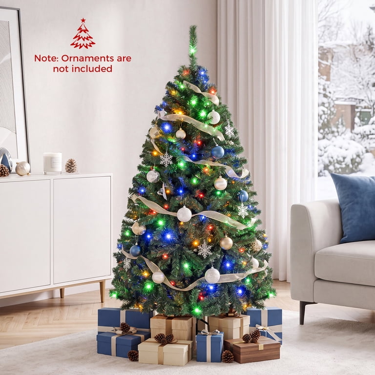 Costway, Christmas Tree, 5' Pre-Lit Hinged, 150 LED Lights