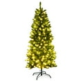 thumbnail image 1 of Costway 5Ft Pre-lit Artificial Pencil Christmas Tree Hinged Fir PVC Tree with 150 LED Lights, 1 of 11