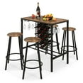 thumbnail image 1 of Costway 5PCS Bar Table & Stools Set Industrial Bistro Set with Wine Rack & Glass Holder, 1 of 9