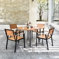 thumbnail image 1 of Costway 5PCS Patented Acacia Wood Round Table w/Umbrella Hole Garden Deck, 1 of 11