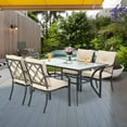 thumbnail image 1 of Costway 5PCS Patio Dining Set Stack Chairs Cushioned Glass Table Umbrella Hole, 1 of 9
