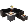 thumbnail image 1 of Costway 5PCS Patio Furniture Set with 30 Inches Gas Fire Pit Table, Cushions, Storage Box  Mix Brown & Black, 1 of 8
