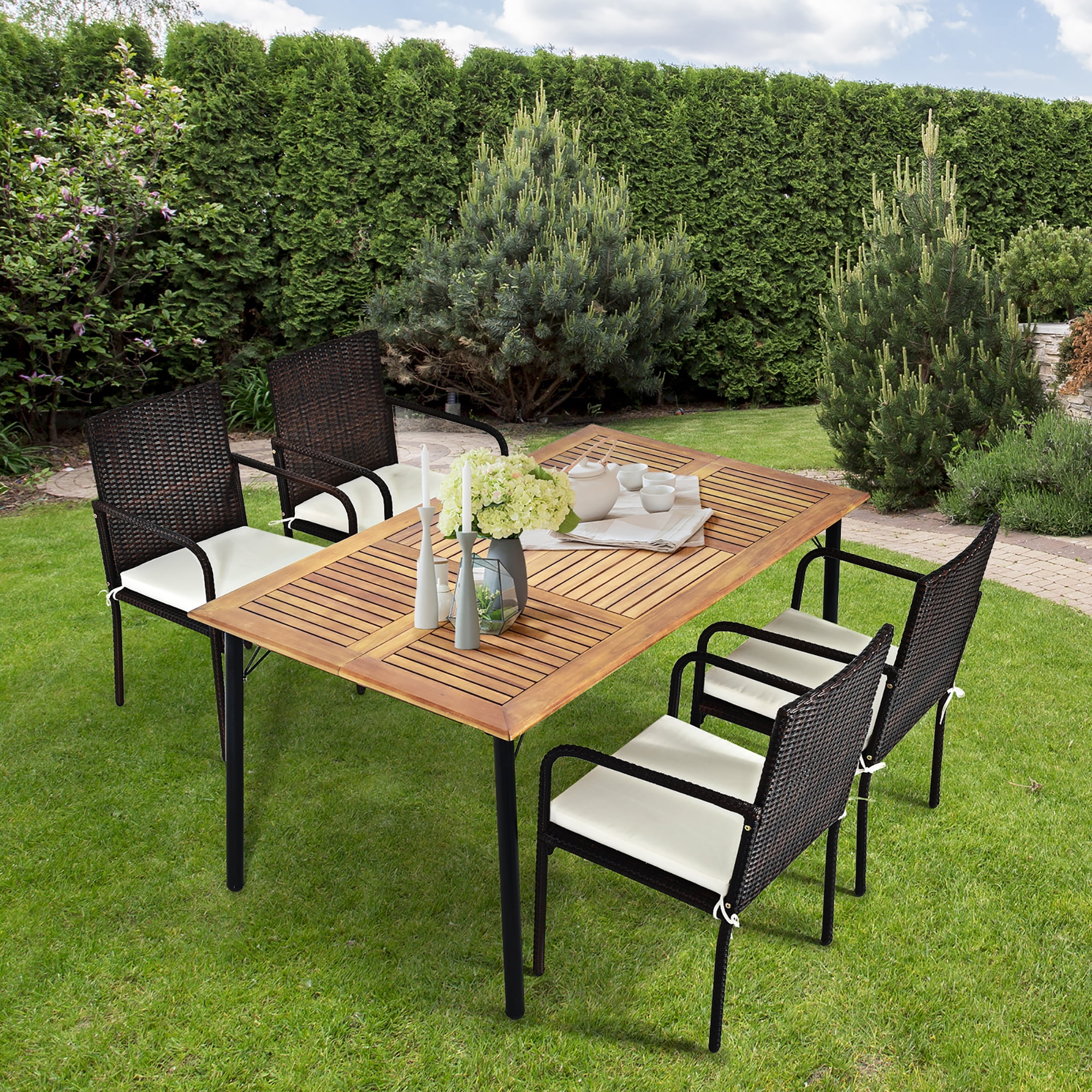 Rattan dining table with parasol hole new arrivals