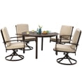 thumbnail image 1 of Costway 5PCS Patio Rattan Dining Set Swivel Chairs Cushioned Round Table Beige, 1 of 10