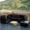 thumbnail image 1 of Costway 5PCS Patio Rattan Furniture Set Cushioned Sofa Chair Coffee Table Black, 1 of 11