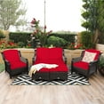 thumbnail image 1 of Costway 5PCS Patio Rattan Furniture Set Loveseat Sofa Ottoman W/Red Cushion, 1 of 12