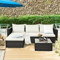 thumbnail image 1 of Costway 5PCS Patio Rattan Furniture Set Sectional Conversation Sofa w/ Table Off White, 1 of 10