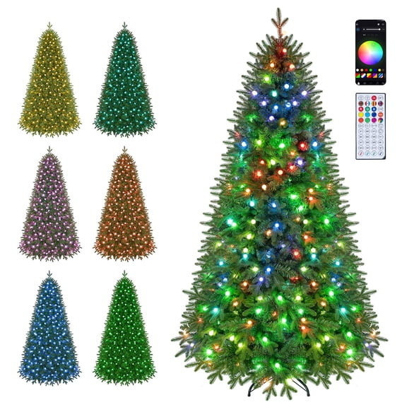 Costway 6.3 FT Smart Christmas Tree with Remote APP 230 Pre-Lit RGB LED Lights Music Sync