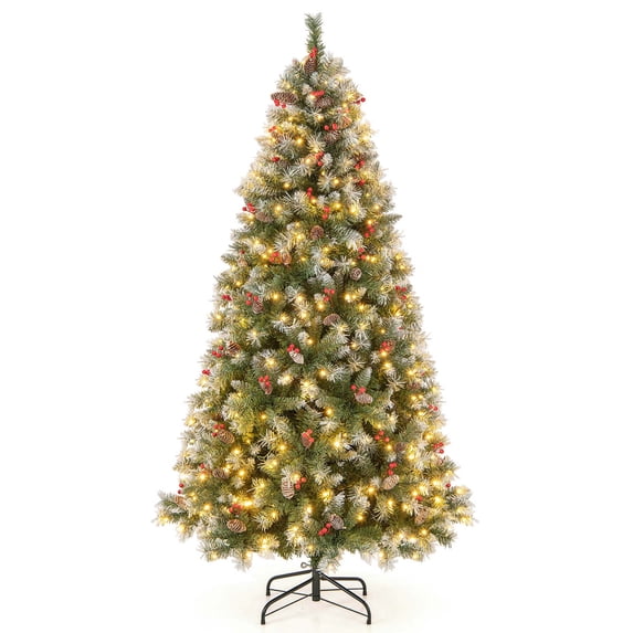 Cost Way Tree Costway 6.5 FT Artificial Christmas Tree with 420 Warm LED Lights, 207 ...