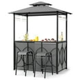 thumbnail image 1 of Costway 6.5 x 4 x 8 FT Grill Gazebo Set with 2 Bar Stools, Tempered Glass Bar Table Gray, 1 of 10