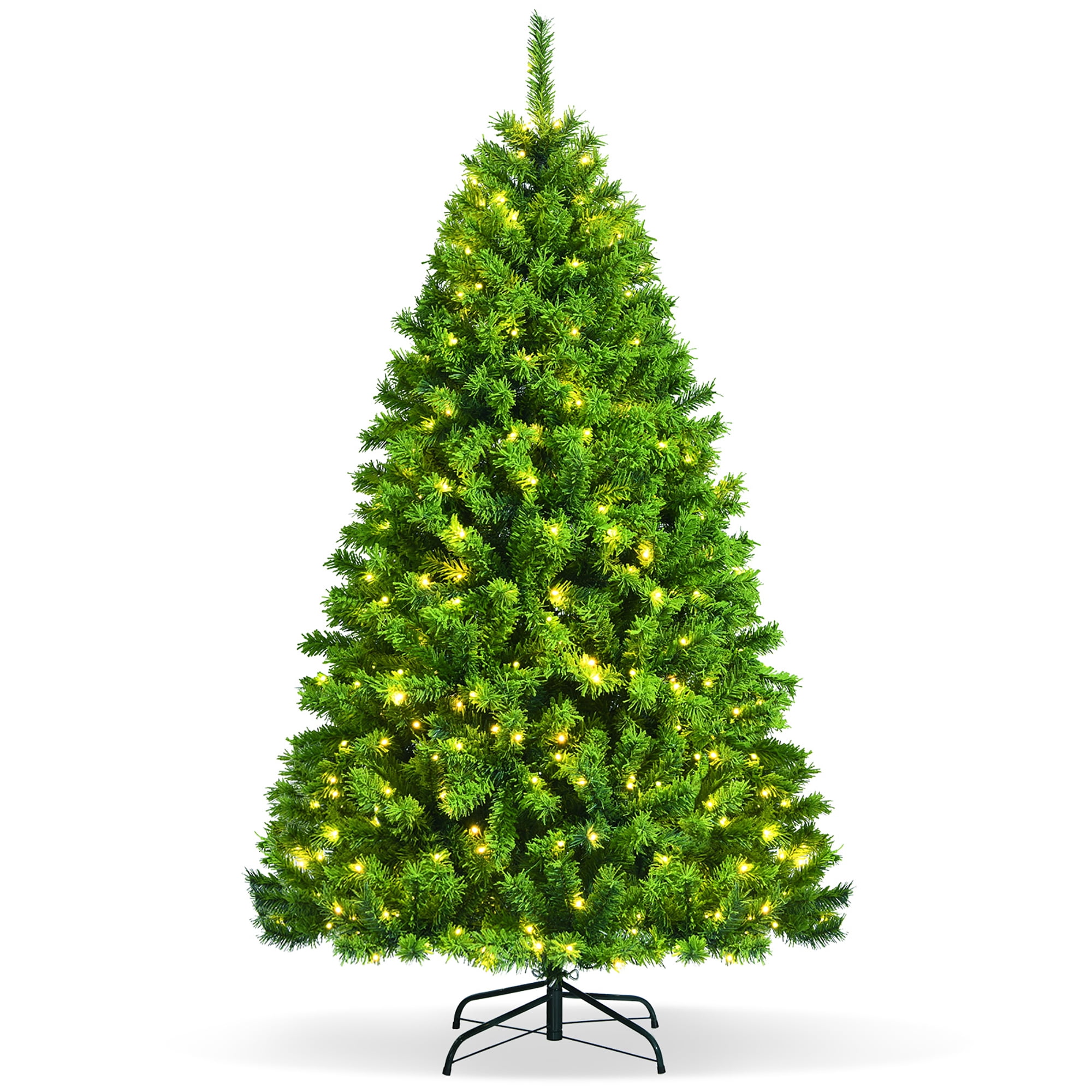 Costway 6.5FT PreLit Hinged Christmas Tree Green Flocked w/ 924 Tips