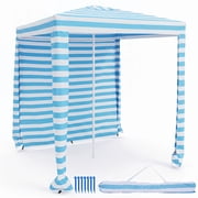 Costway 6.6 x 6.6 Foldable Beach Cabana Easy-Setup Beach Canopy W/ Carry Bag Blue