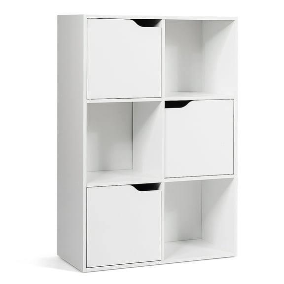 Costway 6 Cube Bookcase Cabinet Wood Bookcase Storage Shelves Room Divider Organization