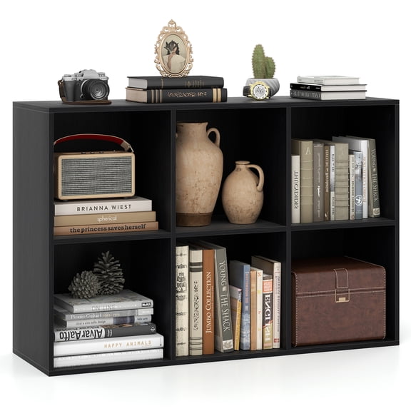 Costway 6-Cube Bookcase Modern 3-Tier Storage Organizer Horizontal Vertical Bookshelf Black