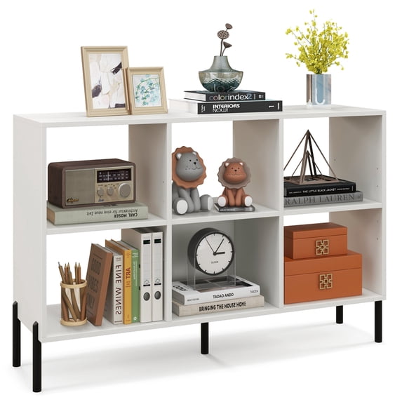 Costway 6 Cube Storage Shelf Organizer Bedroom Bookcase Square Cubby Cabinet White 47 x 14 x 31.5