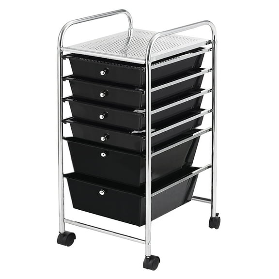 Costway 6 Drawer Rolling Storage Cart Scrapbook Paper Office Organizer Black
