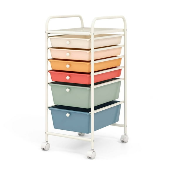 Costway 6 Drawer Rolling Storage Cart Scrapbook Paper Office Organizer Macaron