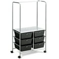 thumbnail image 1 of Costway 6 Drawer Rolling Storage Cart w/Hanging Bar Office School Organizer Black, 1 of 11