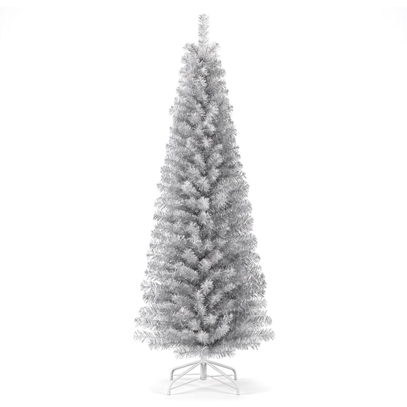 Costway 6 FT Artificial Christmas Tree Unlit Xmas Pencil Tree with 520 Branch Tips