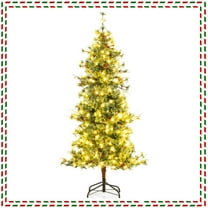 Costway 6 FT Artificial Christmas Tree with 370 Branch & Needles 22 Pinecones & 200 Lights