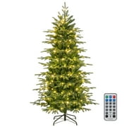 Costway 6 FT Artificial Christmas Tree with 714 Branch Tips 260 LED Lights 3 Timers Remote