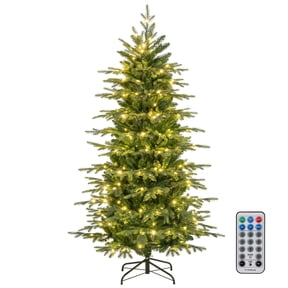 Costway 6 FT Artificial Christmas Tree with 714 Branch Tips 260 LED Lights 3 Timers Remote