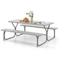 thumbnail image 1 of Costway 6 FT Picnic Table Bench Set Outdoor Dining Table & 2 Benches with Metal Frame Grey, 1 of 10