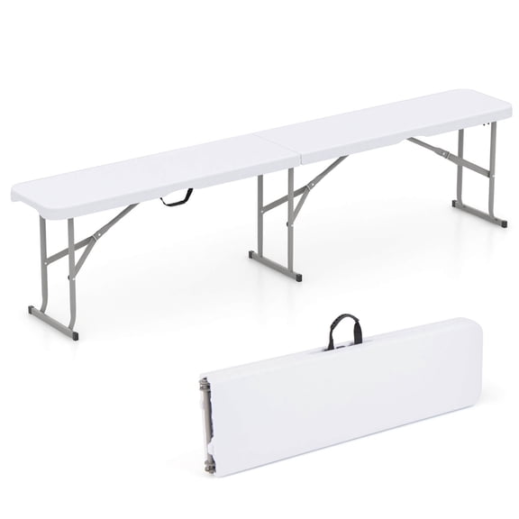 Costway 1 PCS Portable Folding Bench with Convenient Handle Non-slip Foot Pads Sturdy Metal Legs