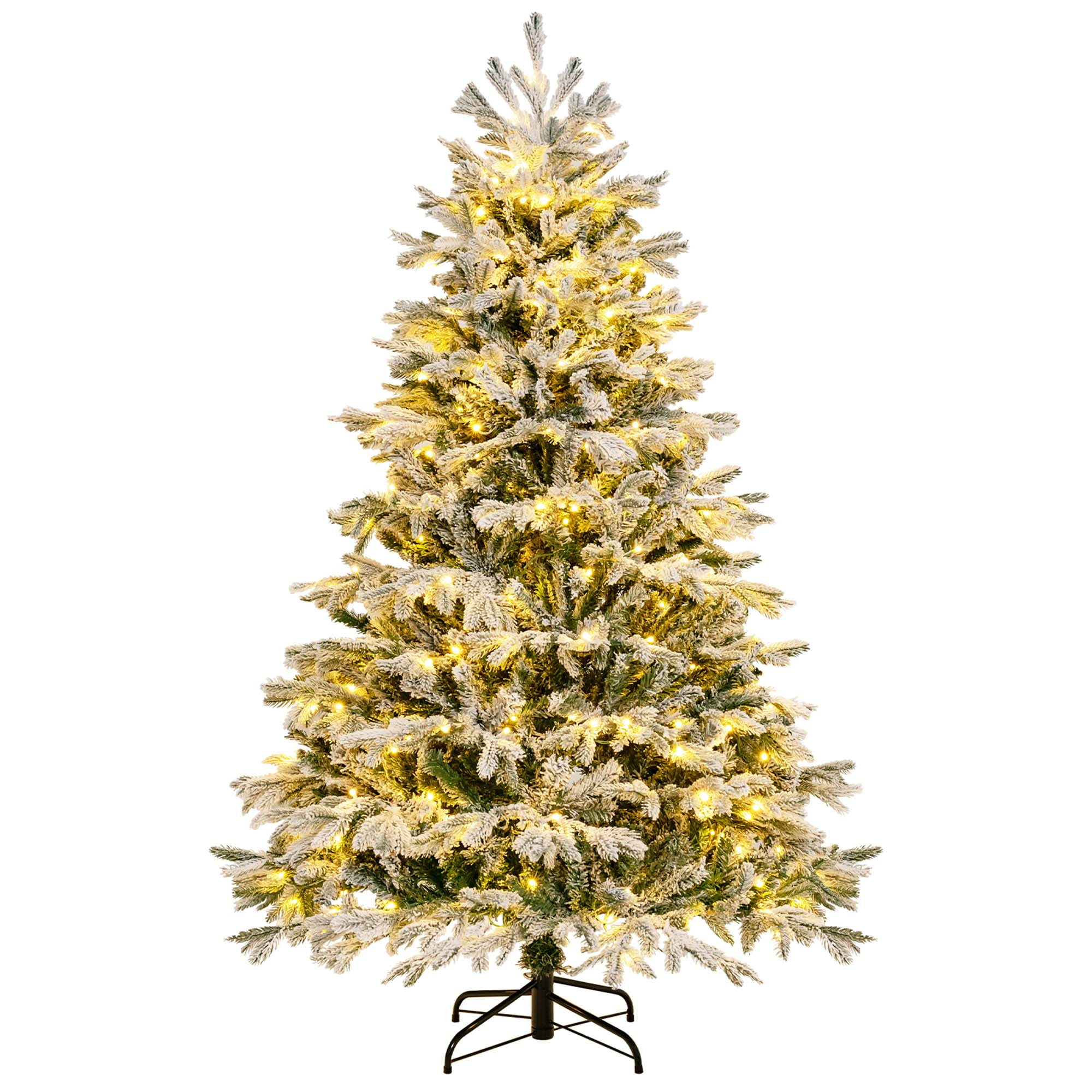 Costway 6 FT PreLit Christmas Tree Snow Flocked Hinged Xmas Decoration