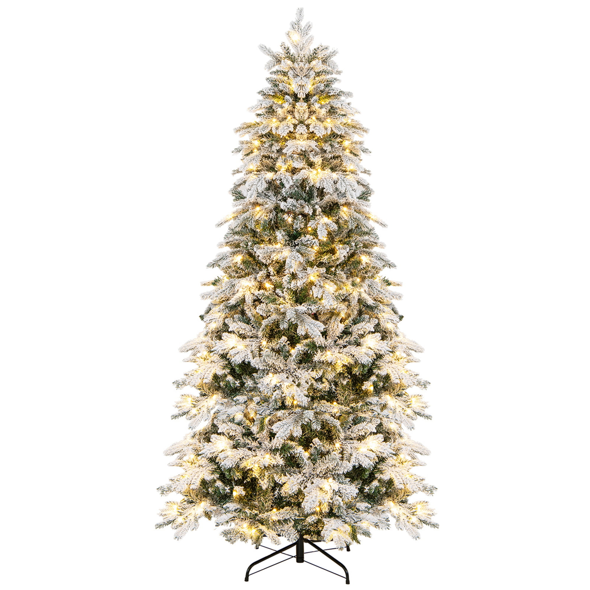 Costway 6 FT PreLit Flocked Christmas Tree Hinged w/ 260 LED Lights