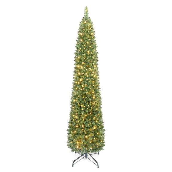 Costway 6 FT Pencil Christmas Tree Pre-Lit Folding Metal Stand Green