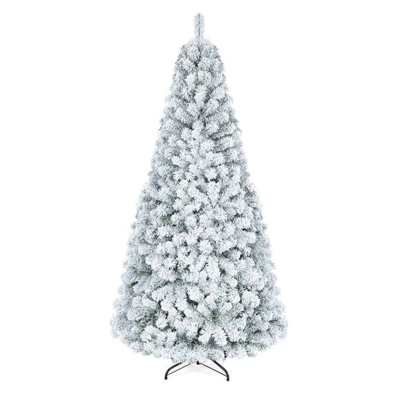 Costway 6 FT Snow Flocked Artificial Christmas Tree with 600 Realistic Branch Tips & Stand