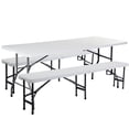 thumbnail image 1 of Costway 6' Folding Portable Plastic Dining Tables w 2 Benches Set Outdoor Picnic Party, 1 of 10