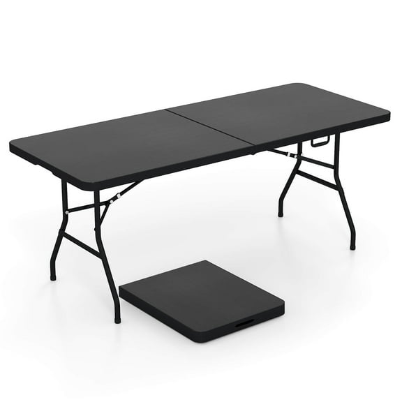 Costway 6' Folding Table Portable Plastic Indoor Outdoor Picnic Party Dining Camp Tables Black