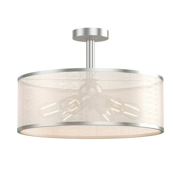 Costway 6-Light Semi Flush Mount Ceiling Light Pendant Lamp w/ Fabric Drum-shaped Shade