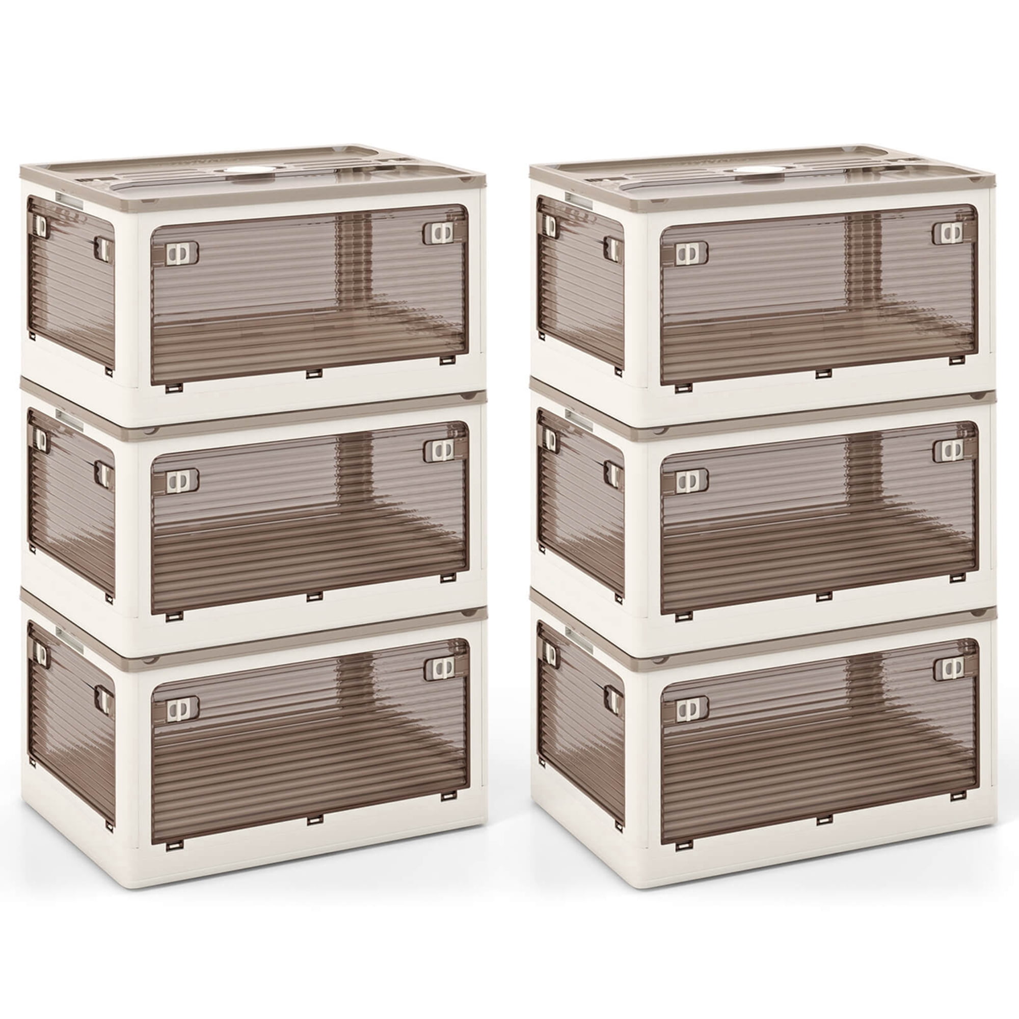 Costway 6 Pack Stackable Storage Bins with Lids 34.5 Gallon Collapsible ...