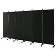 thumbnail image 1 of Costway 6-Panel Folding Room Divider 6FT Rolling Privacy Screen with Lockable Wheels Black, 1 of 10