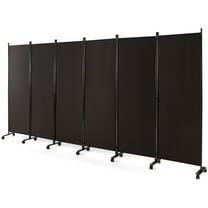 Costway 6-Panel Folding Room Divider 6FT Rolling Privacy Screen with Lockable Wheels Brown